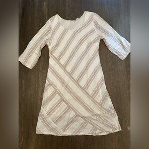 NWOT SOFT SURROUNDINGS CREAM AND KHAKI GEOMETRIC DRESS - Size Medium SKU:500